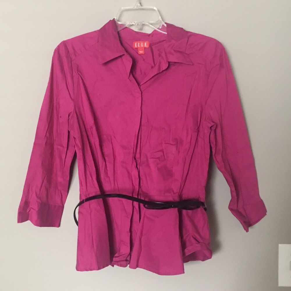 NWOT Medium Elle Magenta Dress Shirt with Belt